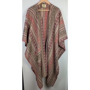 Vintage House of Ross Dallas 60s Southwest Burlap Ruana Poncho Wrap